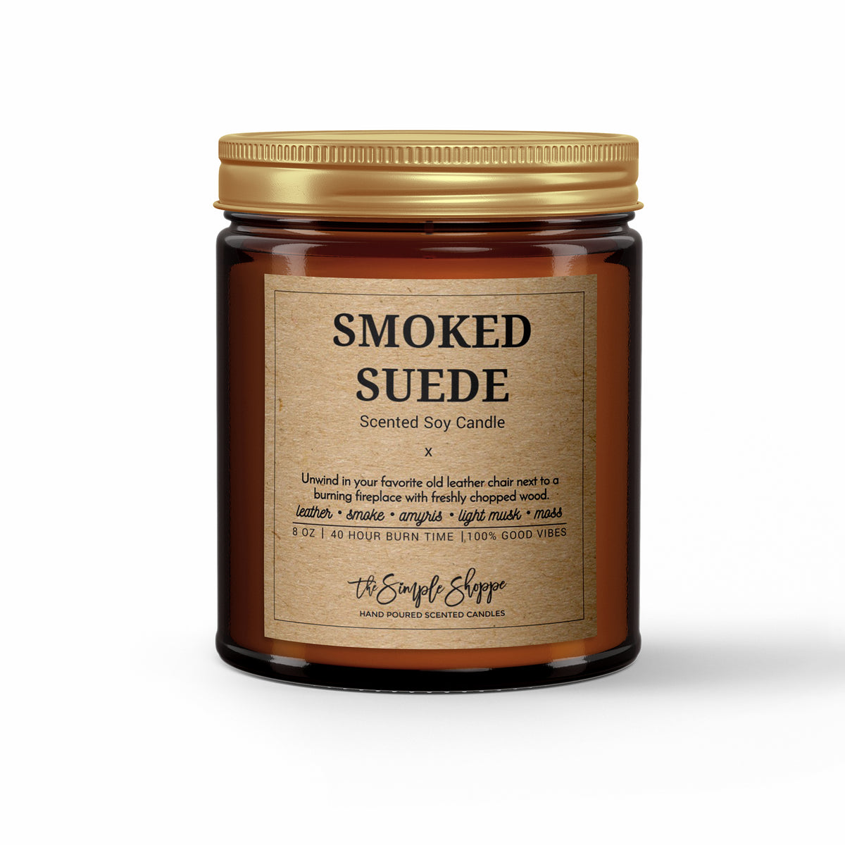tobacco suede candle Black Screw Jar masculine scent of leather and tobacco Warm Tobacco & Oak