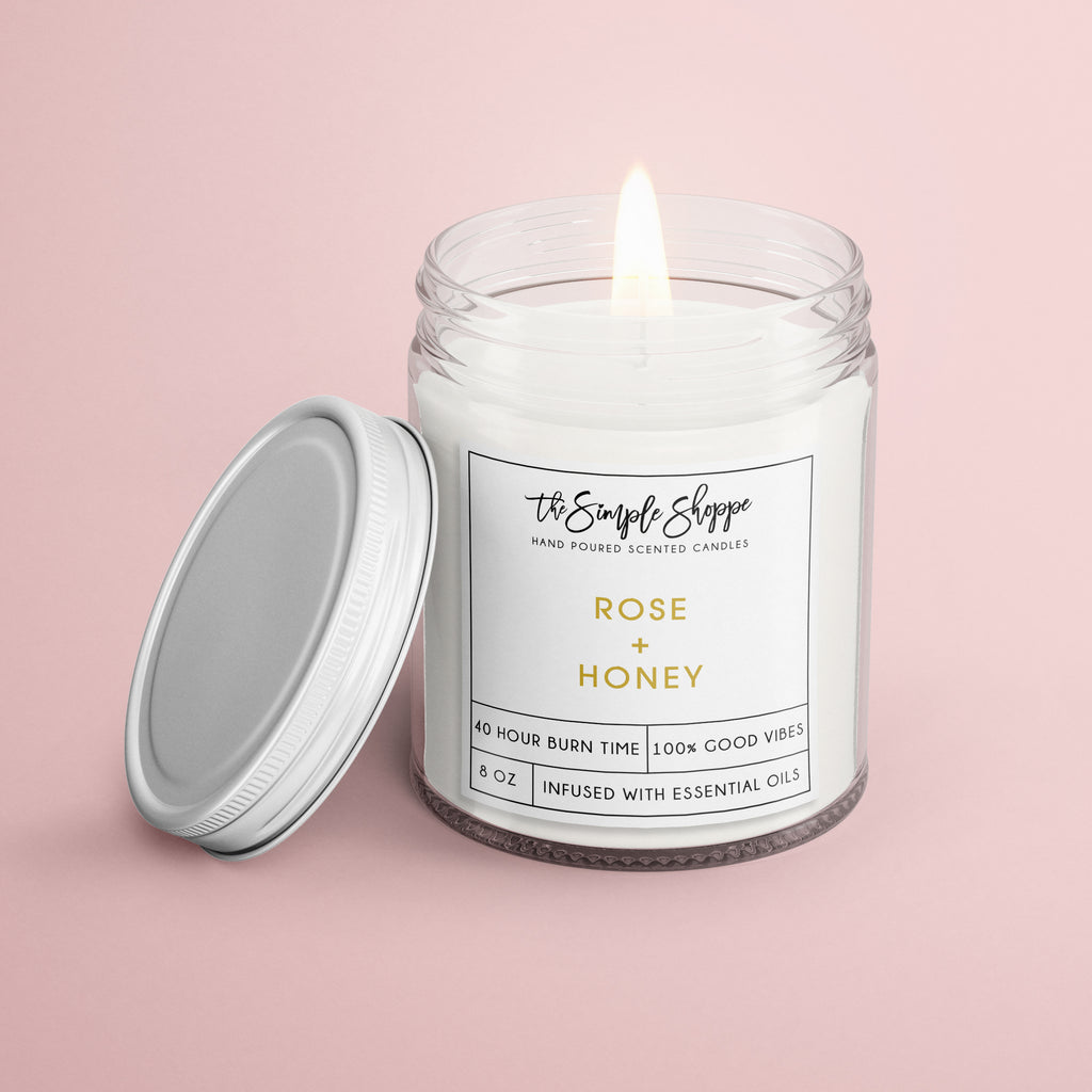 ROSE + HONEY SCENTED CANDLE
