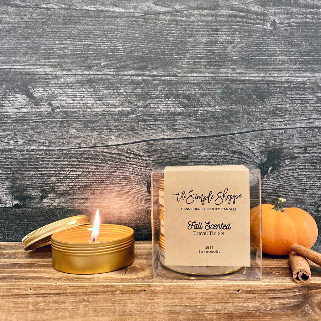 FALL SCENTED TRAVEL CANDLE TIN SETS