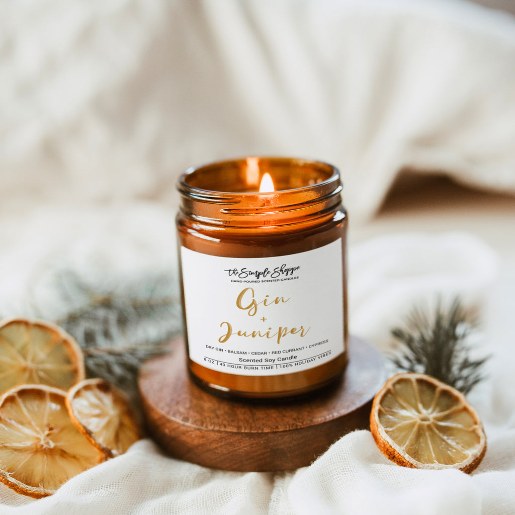 GIN + JUNIPER HOLIDAY SCENTED CANDLE | The Simple Shoppe Candle Company