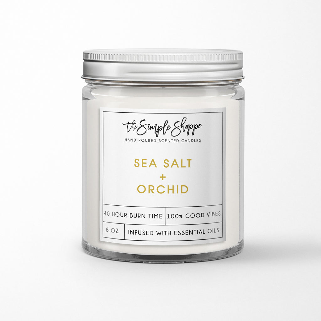 SEA SALT + ORCHID SCENTED CANDLE